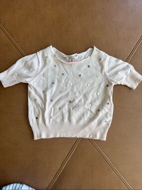 Bonpoint pale pink Short-Sleeve Sweater with sequins